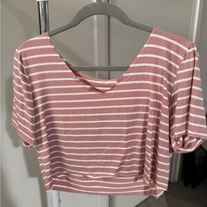 Striped Pink and White Women's Top
